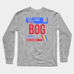 Bogota (BOG) Airport Code Baggage Tag Long Sleeve T-Shirt